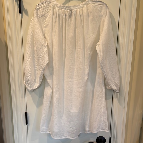 Ralph Lauren White Cotton Peasant Tunic Blouse Cover Up Size Large - Picture 12 of 12